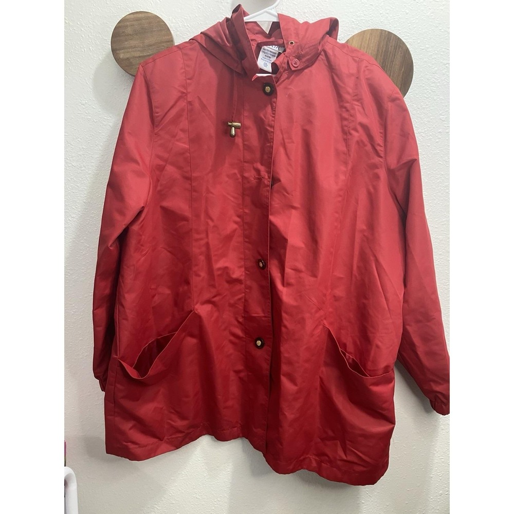 Vintage 1979 Windbreaker Coat‎ Women's 2XL Red With Hood